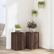 Plantenstandaard 30x30x50 cm bewerkt hout bruin eiken (2 st)