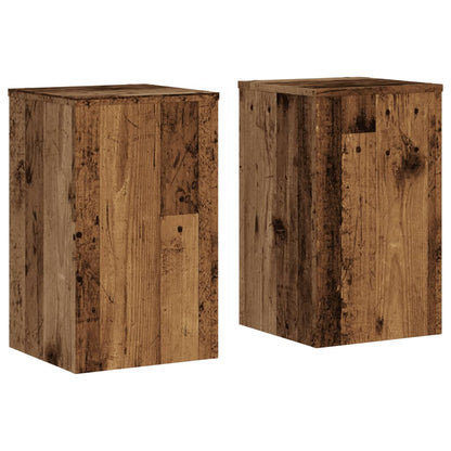 Plantenstandaards 2 st 30x30x50 cm bewerkt hout oud houtkleurig