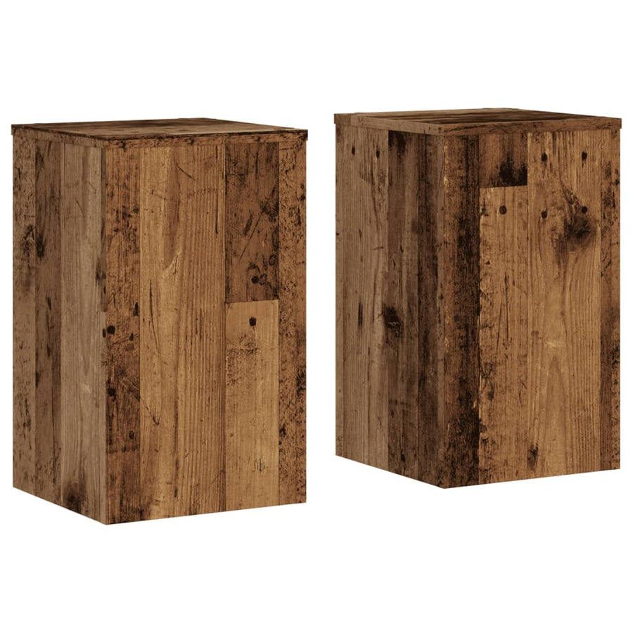 Plantenstandaards 2 st 30x30x50 cm bewerkt hout oud houtkleurig