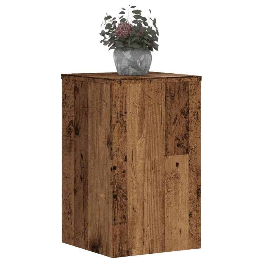Plantenstandaards 2 st 30x30x50 cm bewerkt hout oud houtkleurig