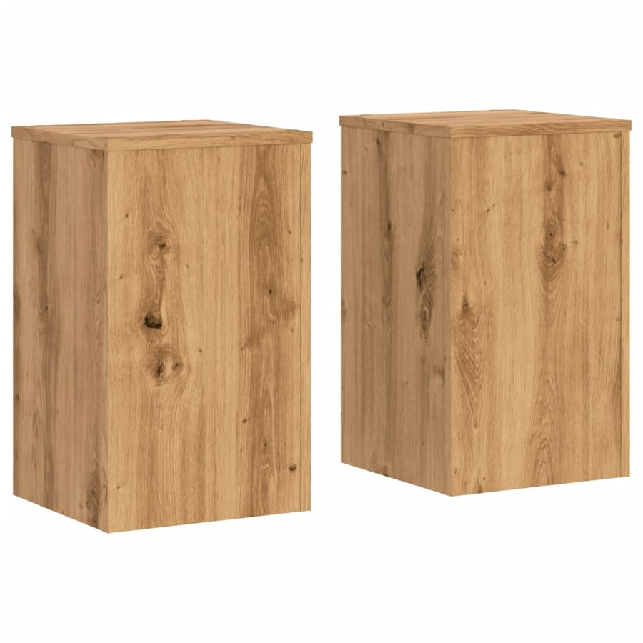 Plantenstandaards 2 st 30x30x50 cm hout artisanaal eiken