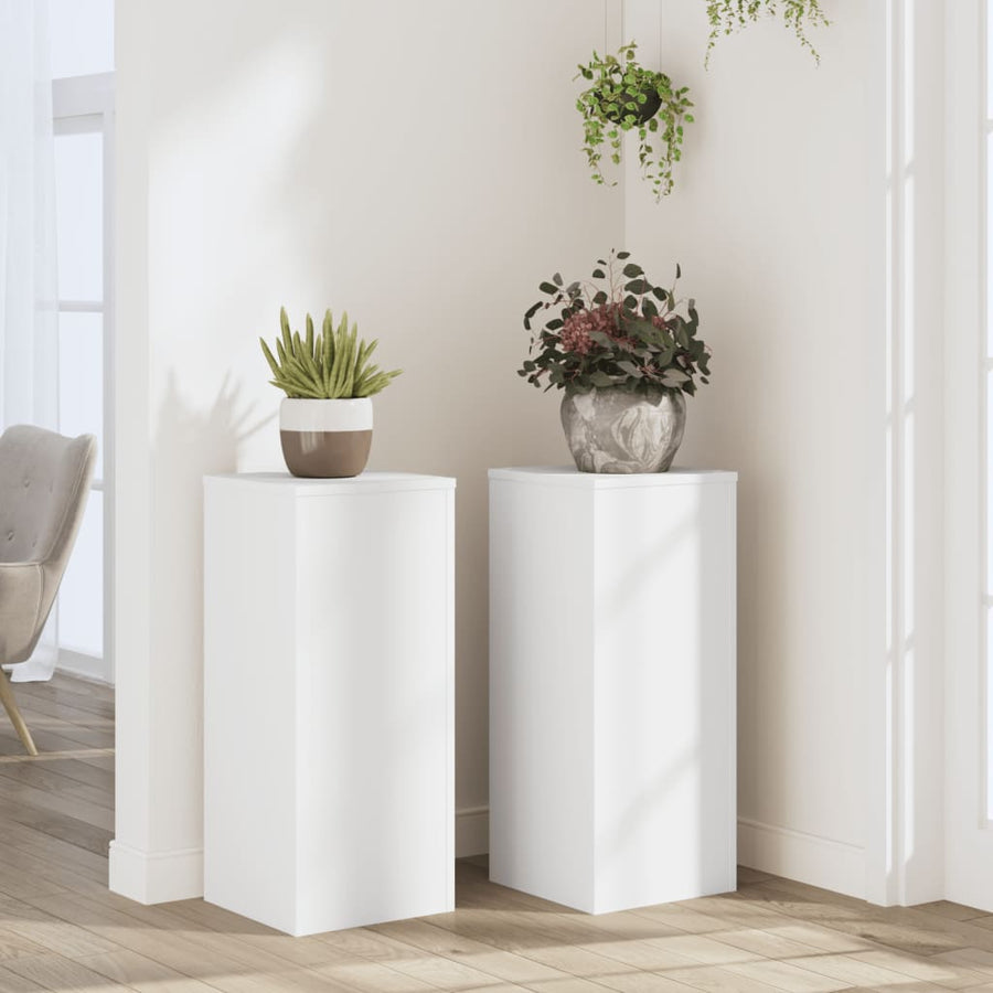 Plantenstandaards 2 st 30x30x70 cm bewerkt hout wit