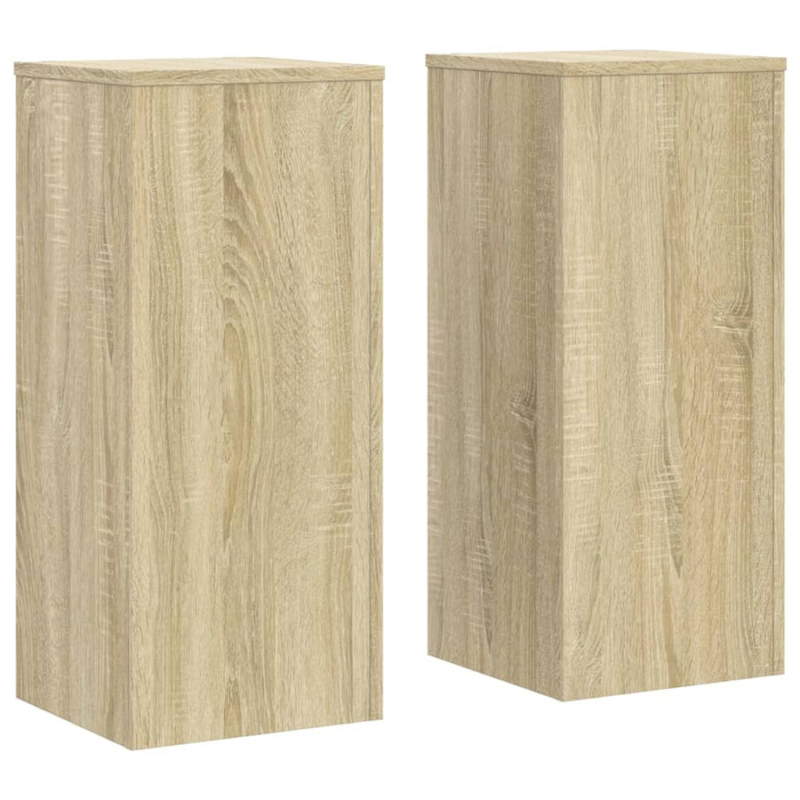 Plantenstandaards 2 st 30x30x70 cm bewerkt hout sonoma eiken
