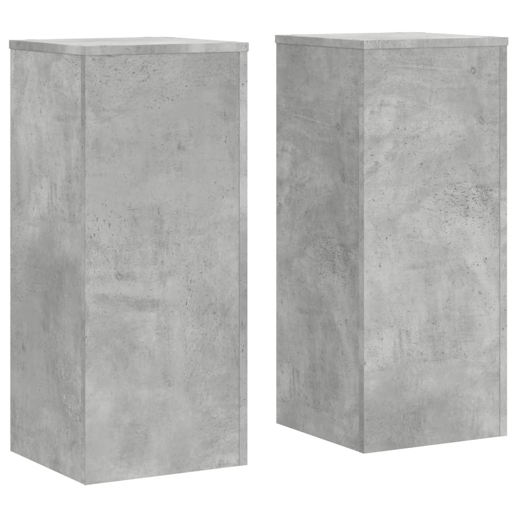 Plantenstandaards 2 st 30x30x70 cm bewerkt hout betongrijs