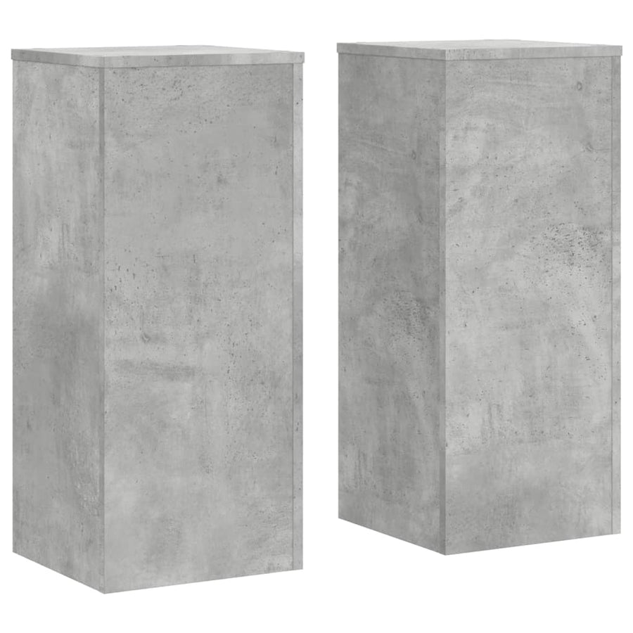 Plantenstandaards 2 st 30x30x70 cm bewerkt hout betongrijs