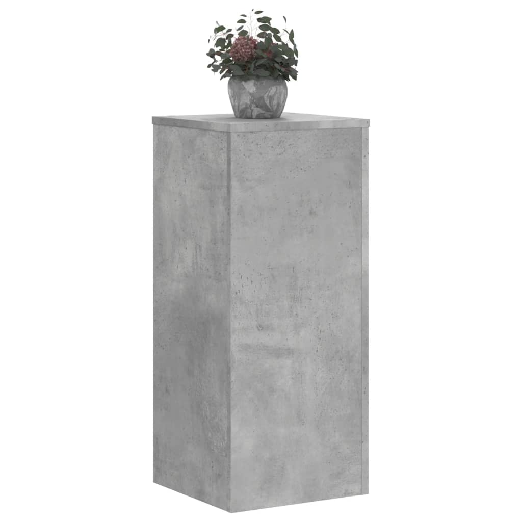 Plantenstandaards 2 st 30x30x70 cm bewerkt hout betongrijs