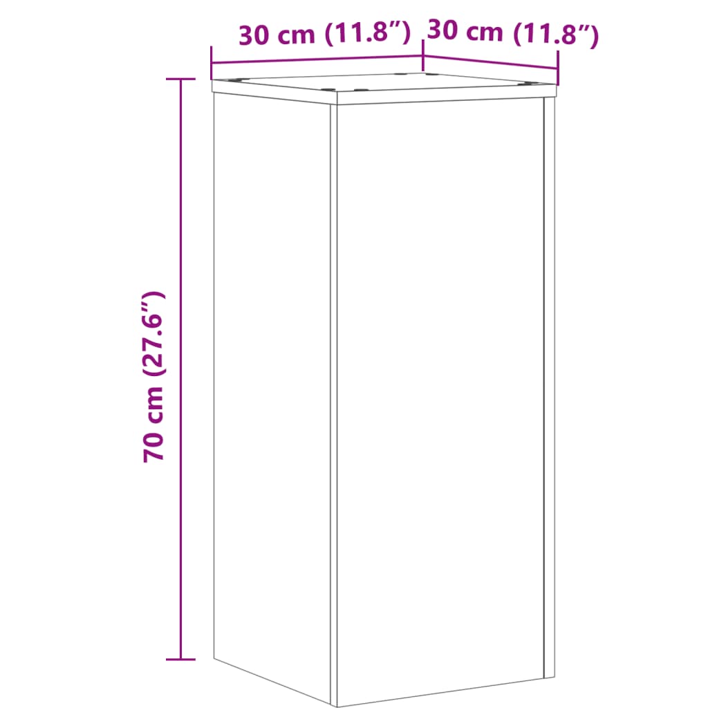 Plantenstandaards 2 st 30x30x70 cm bewerkt hout betongrijs