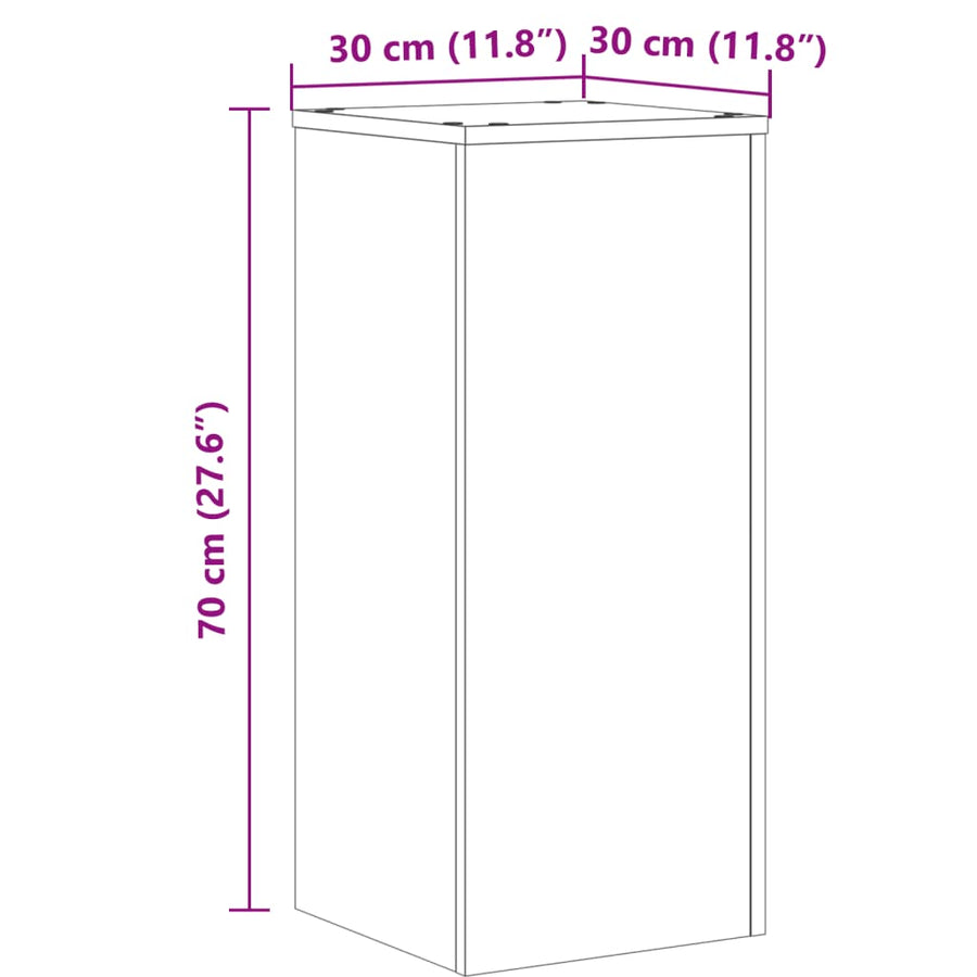 Plantenstandaards 2 st 30x30x70 cm bewerkt hout betongrijs