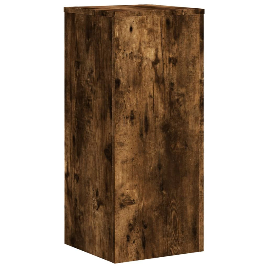 Plantenstandaards 2 st 30x30x70 cm bewerkt hout gerookt eiken