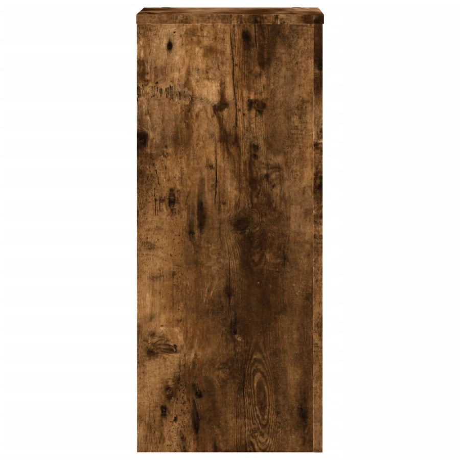 Plantenstandaards 2 st 30x30x70 cm bewerkt hout gerookt eiken