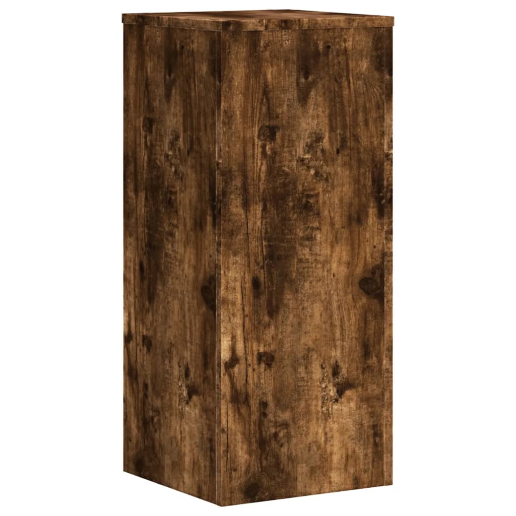 Plantenstandaards 2 st 30x30x70 cm bewerkt hout gerookt eiken
