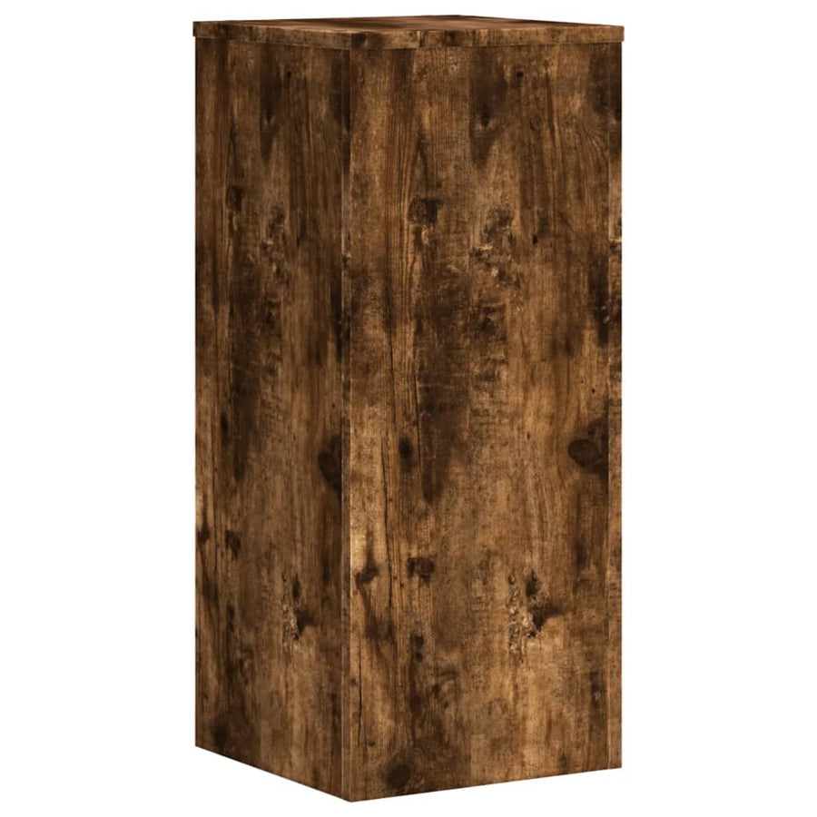 Plantenstandaards 2 st 30x30x70 cm bewerkt hout gerookt eiken