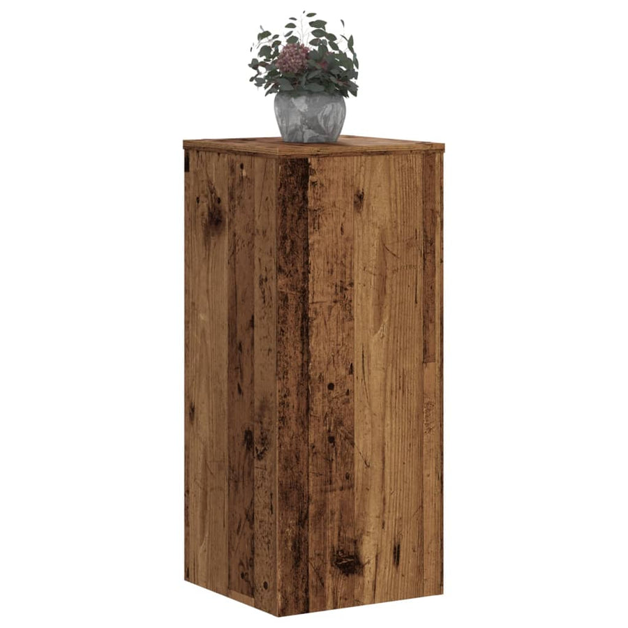 Plantenstandaards 2 st 30x30x70 cm bewerkt hout oud houtkleurig