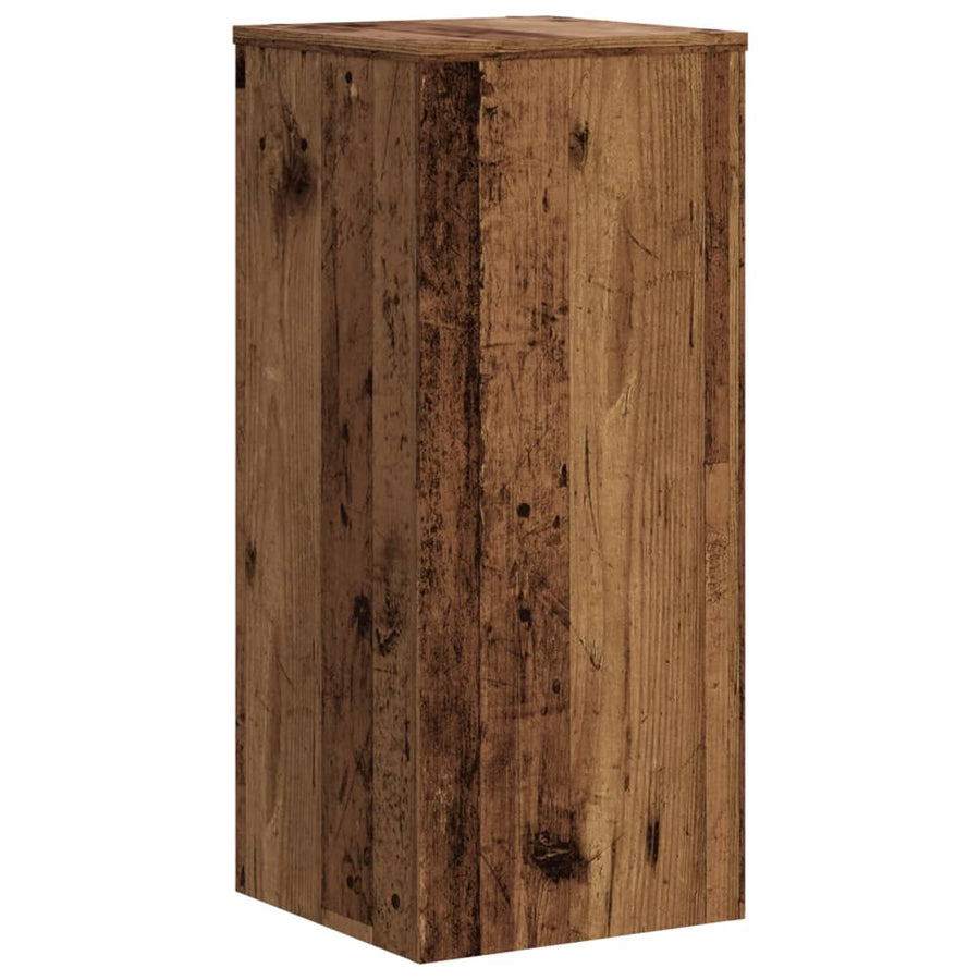 Plantenstandaards 2 st 30x30x70 cm bewerkt hout oud houtkleurig