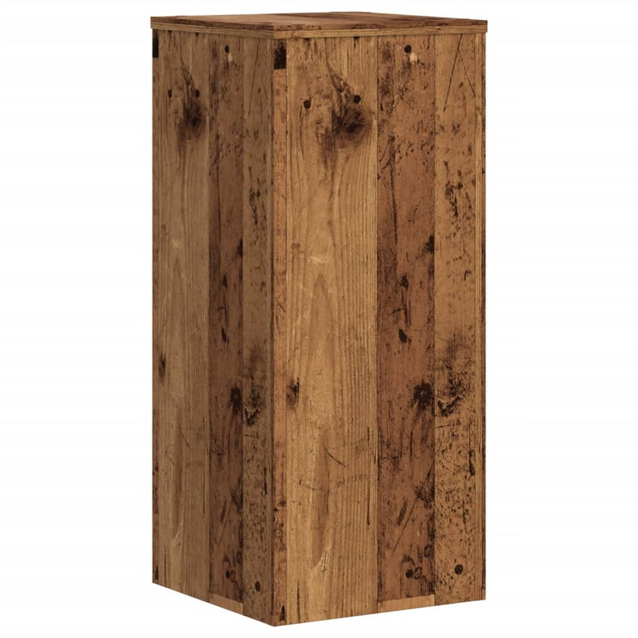 Plantenstandaards 2 st 30x30x70 cm bewerkt hout oud houtkleurig