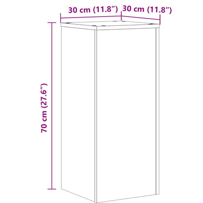 Plantenstandaards 2 st 30x30x70 cm bewerkt hout oud houtkleurig