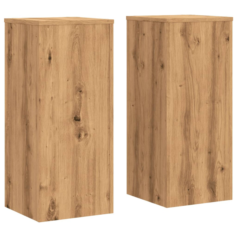 Plantenstandaards 2 st 30x30x70 cm hout artisanaal eiken