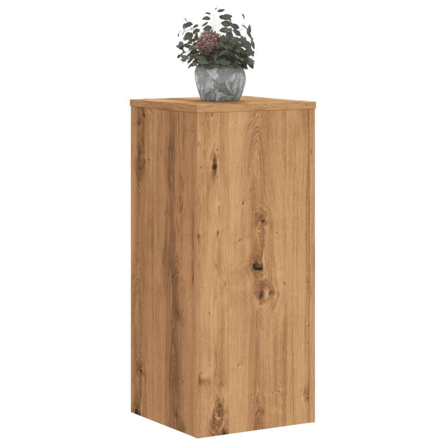 Plantenstandaards 2 st 30x30x70 cm hout artisanaal eiken