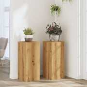 Plantenstandaard 30x30x70 cm artisanaal eiken 2 stuks