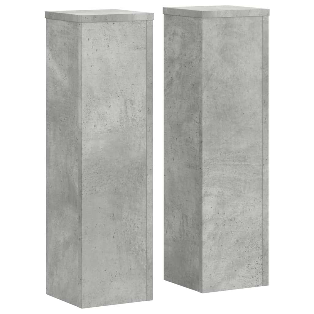 Plantenstandaards 2 st 17x17x60 cm bewerkt hout betongrijs