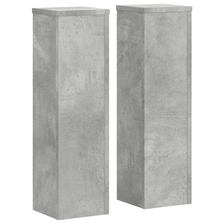 Plantenstandaards 2 st 17x17x60 cm bewerkt hout betongrijs
