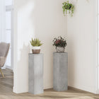 Plantenstandaards 2 st 17x17x60 cm bewerkt hout betongrijs muurmontage
