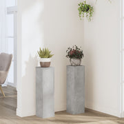 Plantenstandaards 2 st 17x17x60 cm bewerkt hout betongrijs muurmontage