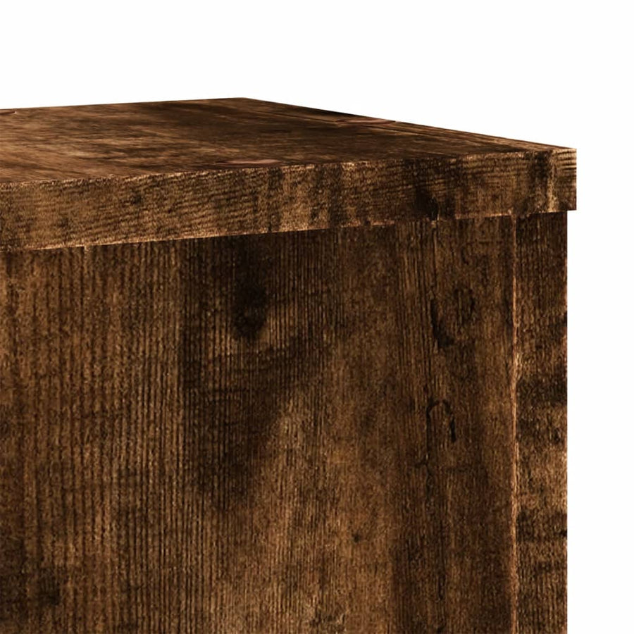 Plantenstandaards 2 st 17x17x60 cm bewerkt hout gerookt eiken