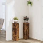 Plantenstandaards 2 stuks 17x17x60 cm bewerkt hout gerookt eiken