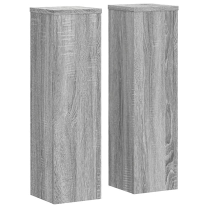 Plantenstandaards 2 st 17x17x60 cm bewerkt hout grijs sonoma