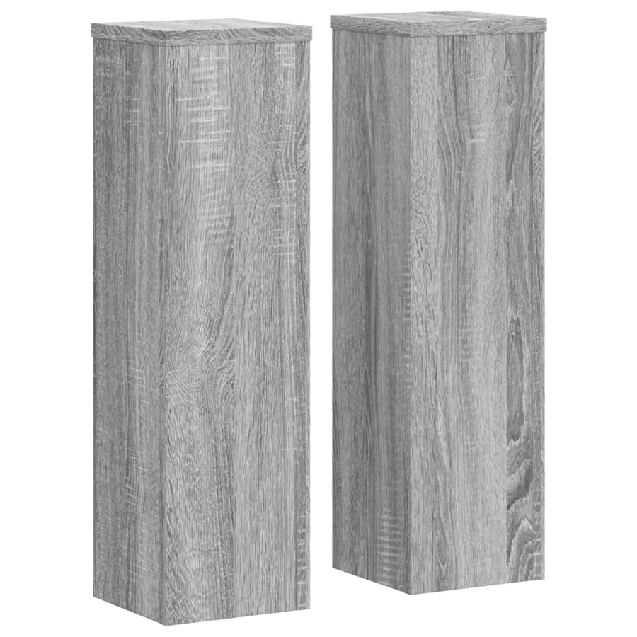 Plantenstandaards 2 st 17x17x60 cm bewerkt hout grijs sonoma