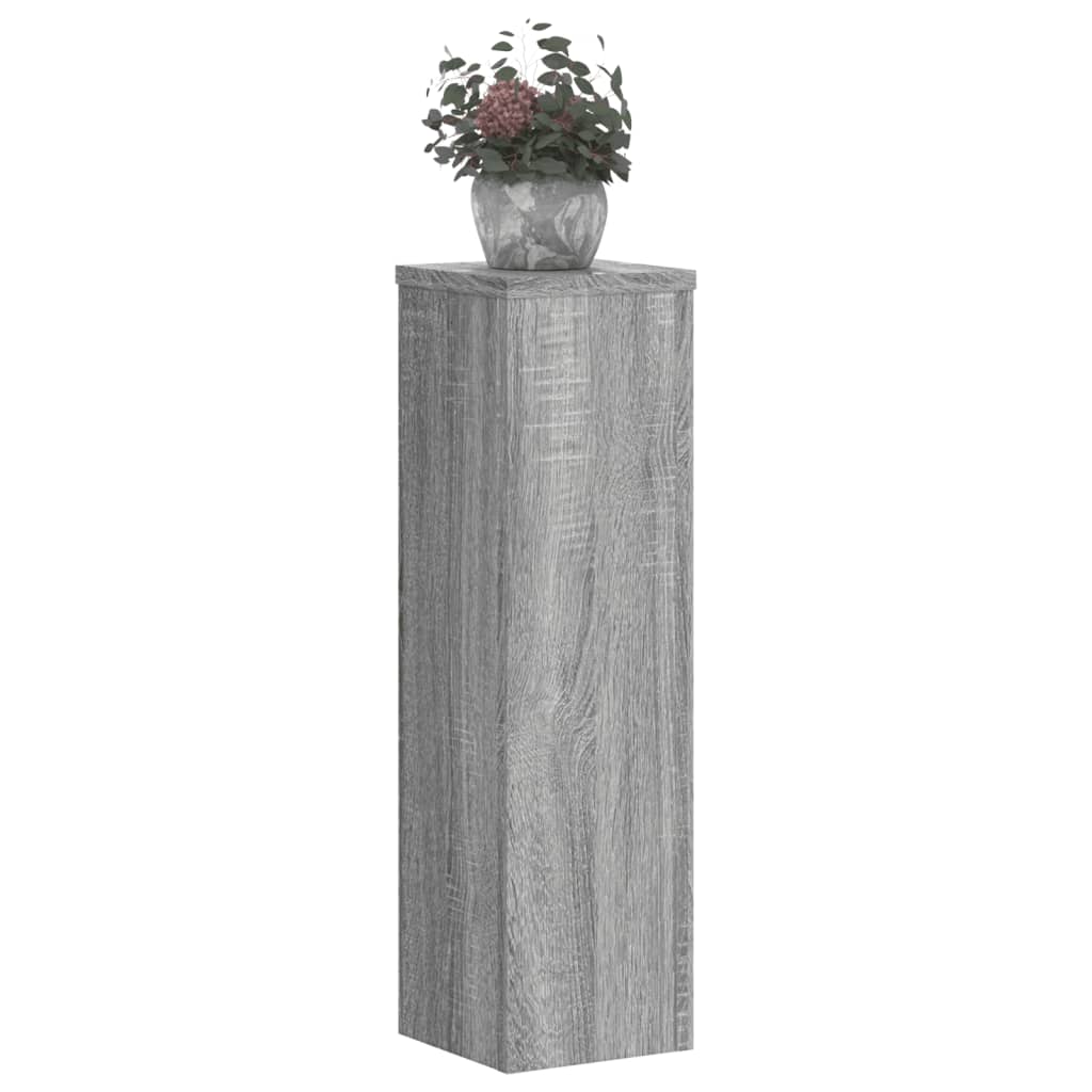 Plantenstandaards 2 st 17x17x60 cm bewerkt hout grijs sonoma
