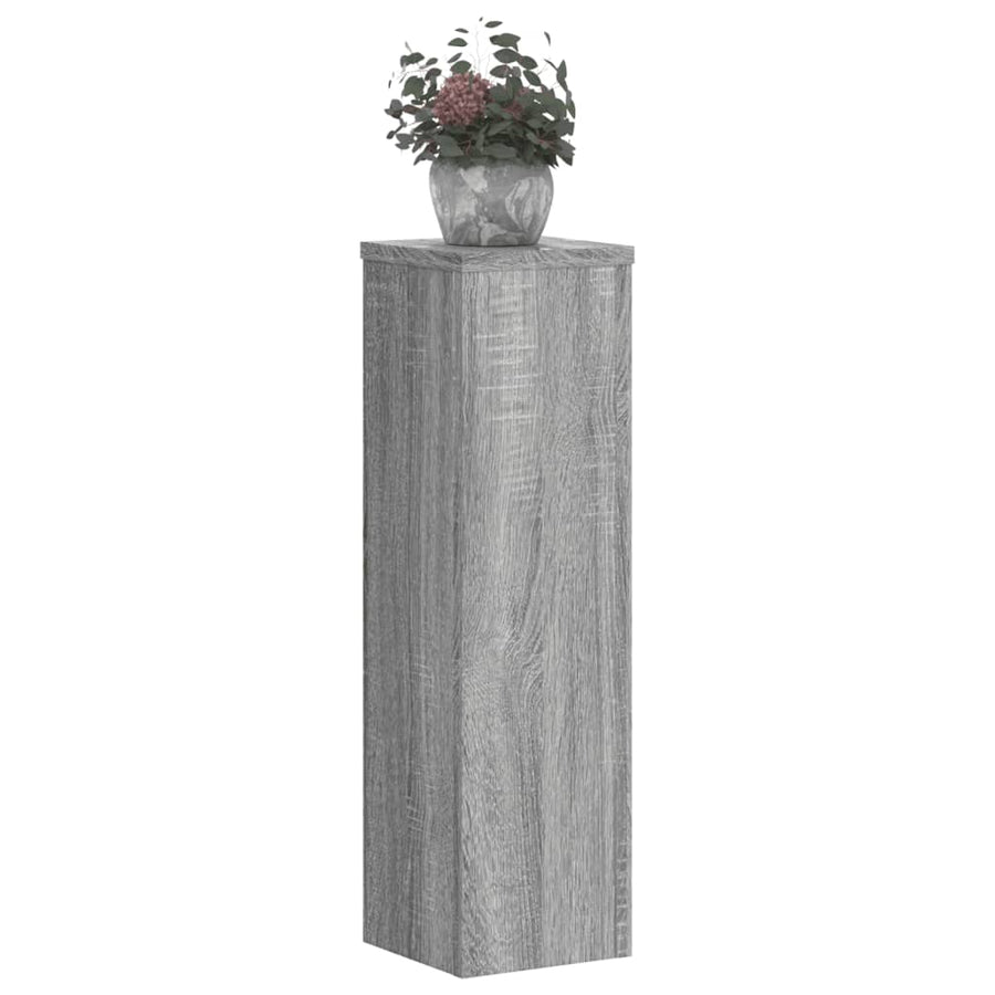 Plantenstandaards 2 st 17x17x60 cm bewerkt hout grijs sonoma