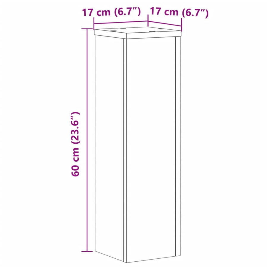 Plantenstandaards 2 st 17x17x60 cm bewerkt hout grijs sonoma