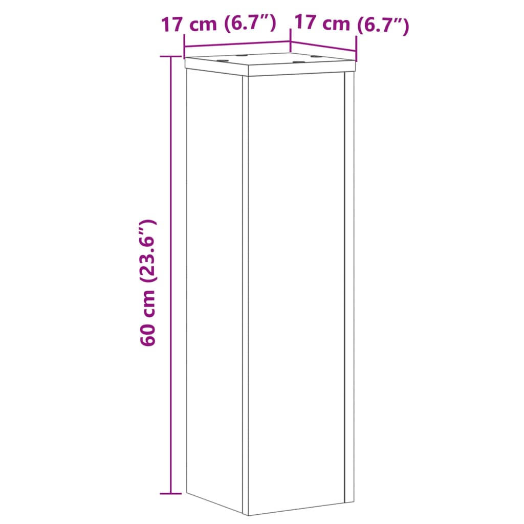 Plantenstandaards 2 st 17x17x60 cm bewerkt hout oud houtkleurig