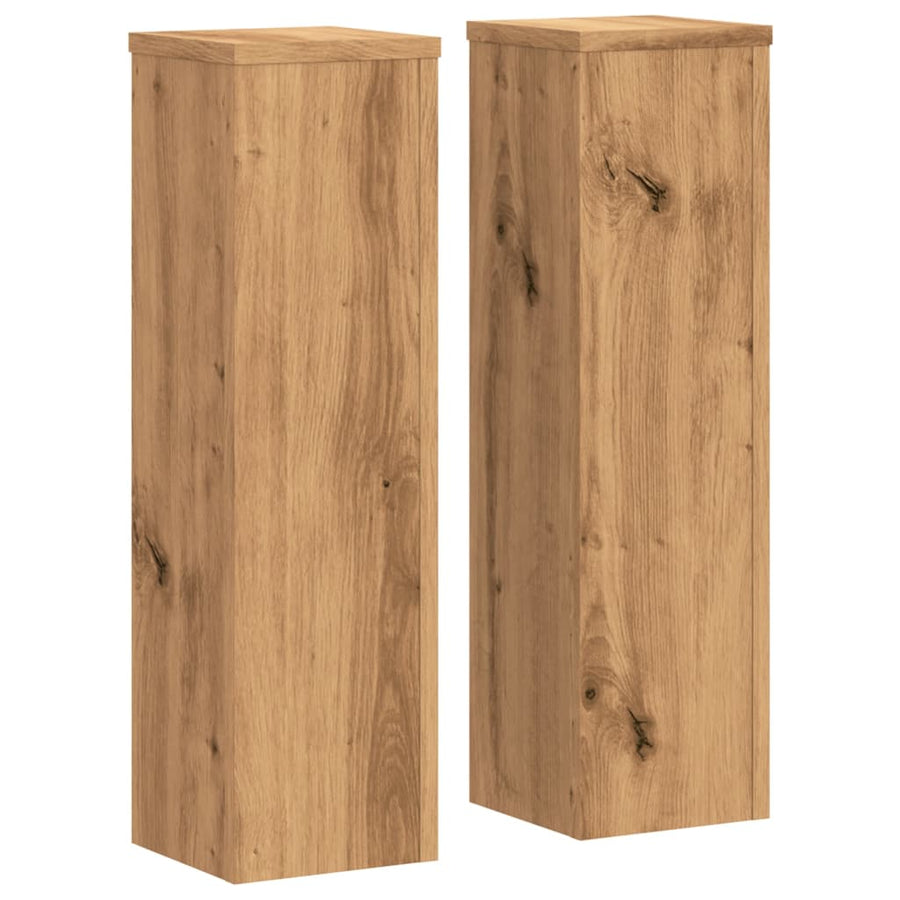 Plantenstandaards 2 st 17x17x60 cm hout artisanaal eikenkleurig