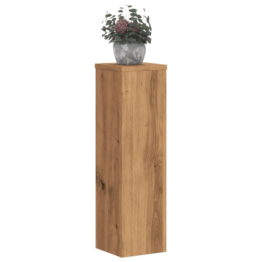 Plantenstandaards 2 st 17x17x60 cm hout artisanaal eikenkleurig