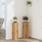 Plantenstandaard 17x17x60 cm eikenkleurig bewerkt hout 2 stuks