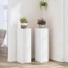 Plantenstandaard 2 st 25x25x80 cm bewerkt hout wit