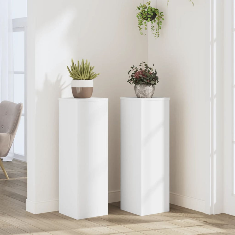 Plantenstandaards 2 st 25x25x80 cm bewerkt hout wit