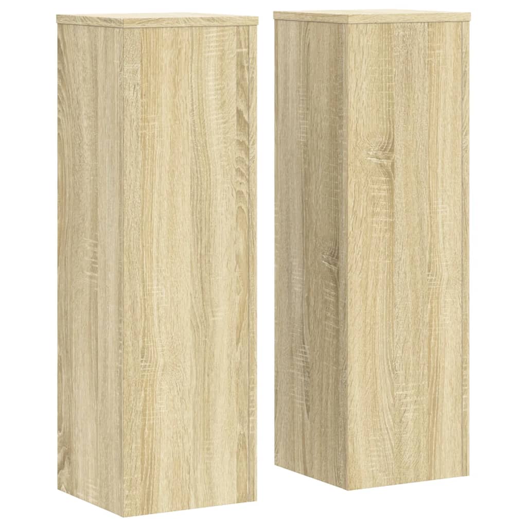 Plantenstandaards 2 st 25x25x80 cm bewerkt hout sonoma eiken
