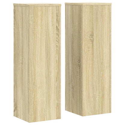 Plantenstandaards 2 st 25x25x80 cm bewerkt hout sonoma eiken