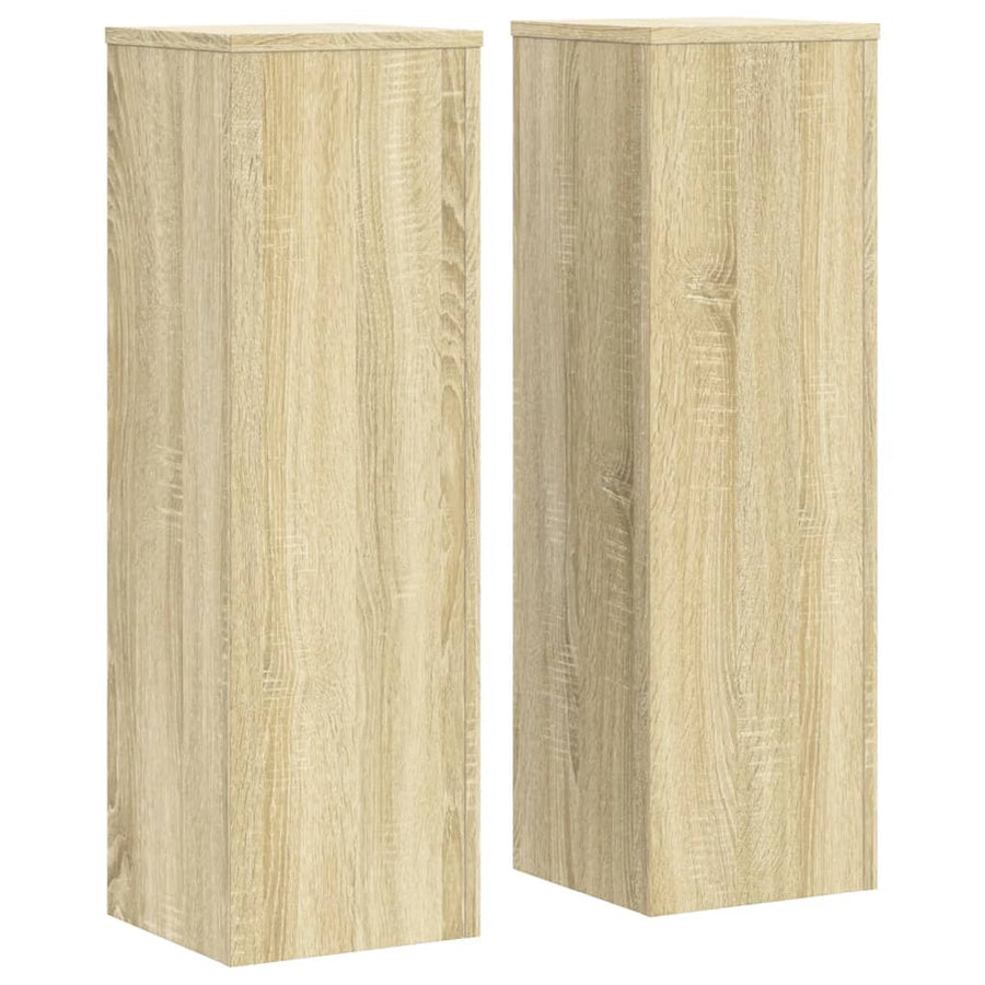 Plantenstandaards 2 st 25x25x80 cm bewerkt hout sonoma eiken