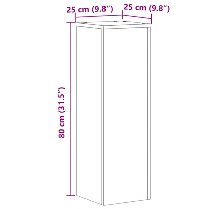 Plantenstandaards 2 st 25x25x80 cm bewerkt hout sonoma eiken