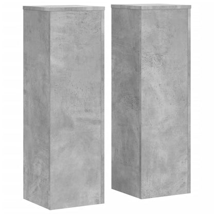 Plantenstandaards 2 st 25x25x80 cm bewerkt hout betongrijs