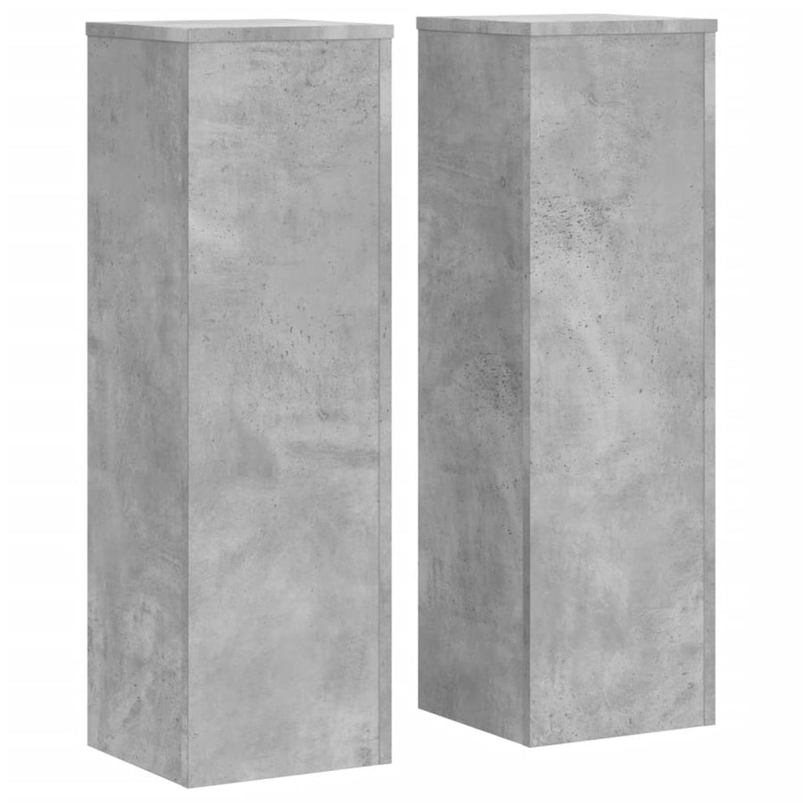 Plantenstandaards 2 st 25x25x80 cm bewerkt hout betongrijs