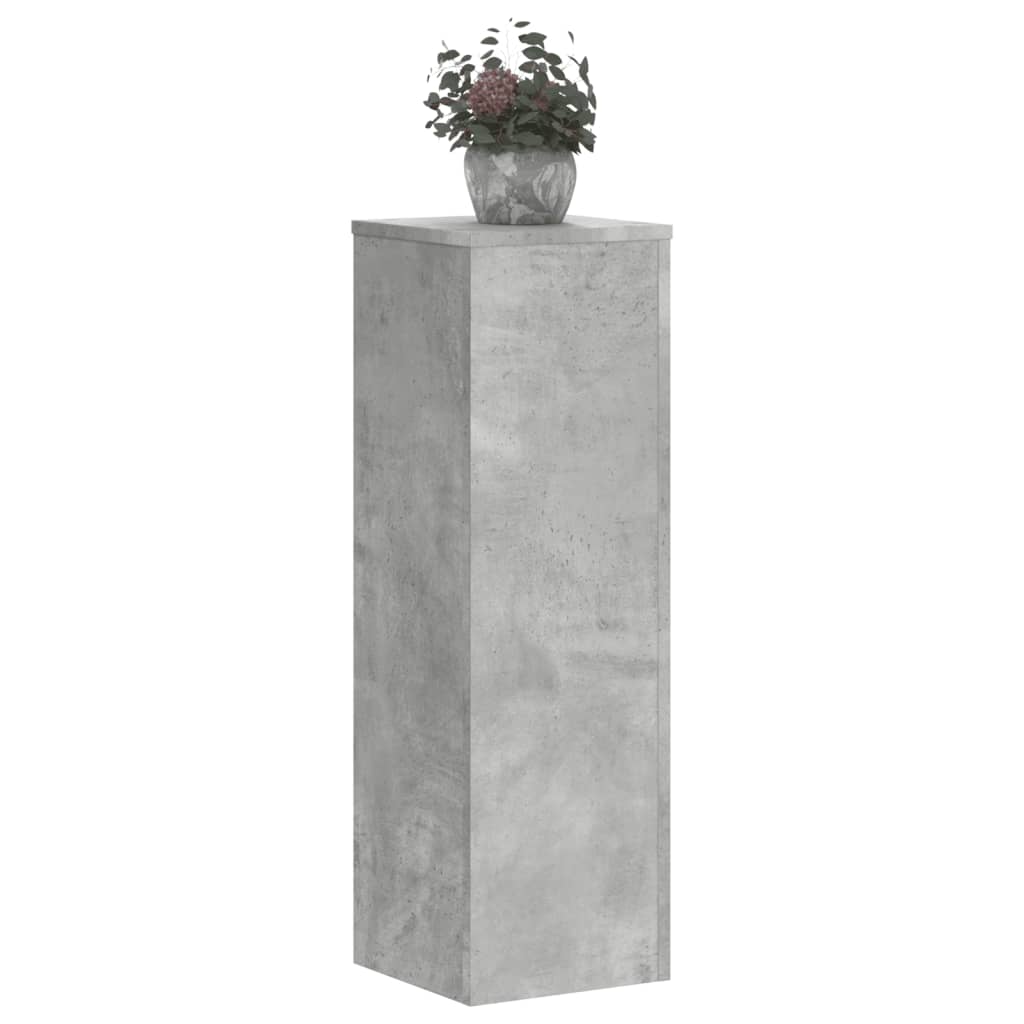 Plantenstandaards 2 st 25x25x80 cm bewerkt hout betongrijs