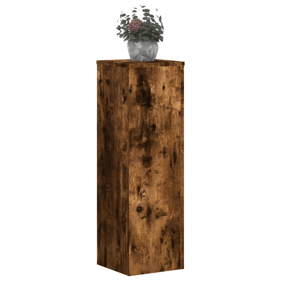Plantenstandaards 2 st 25x25x80 cm bewerkt hout gerookt eiken
