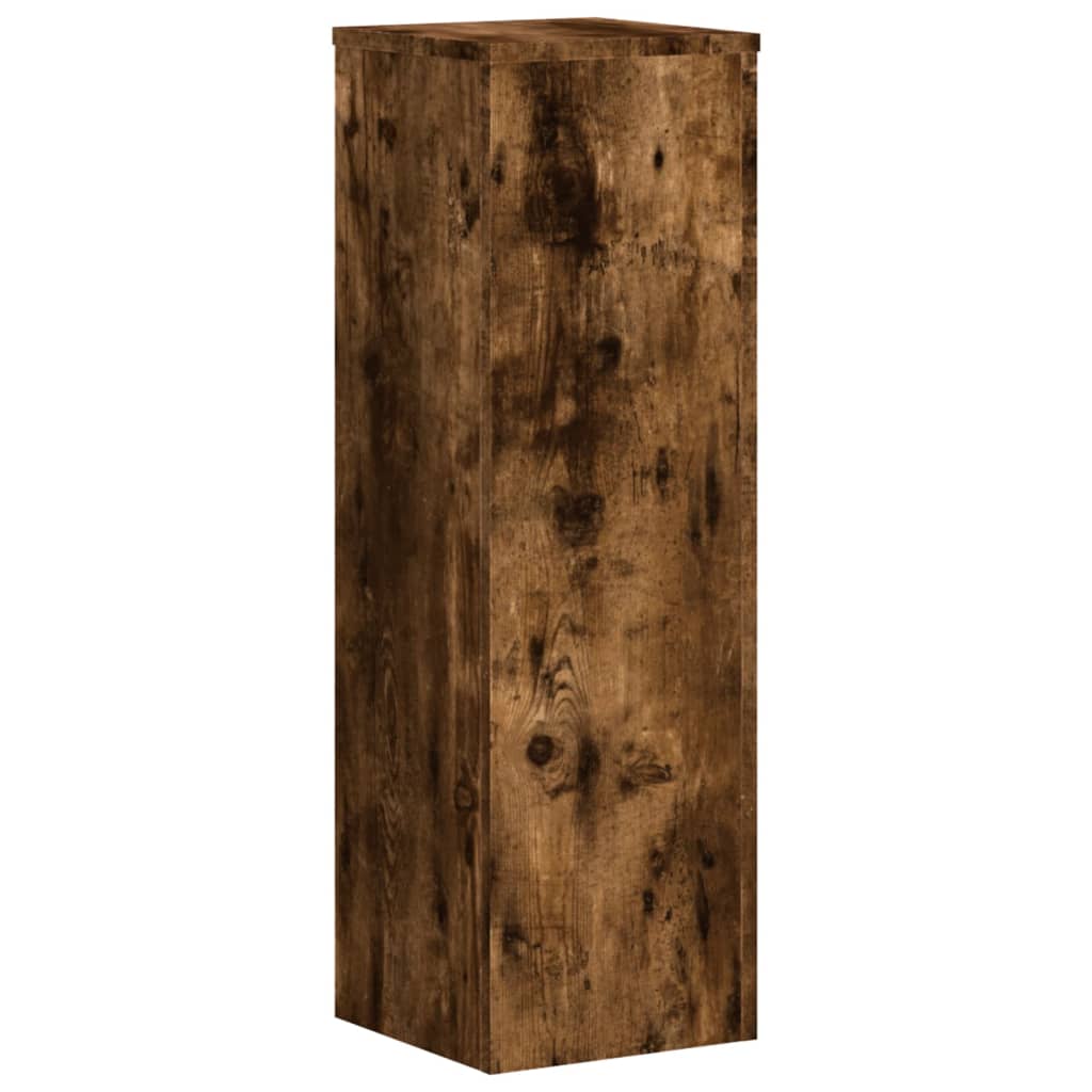 Plantenstandaards 2 st 25x25x80 cm bewerkt hout gerookt eiken