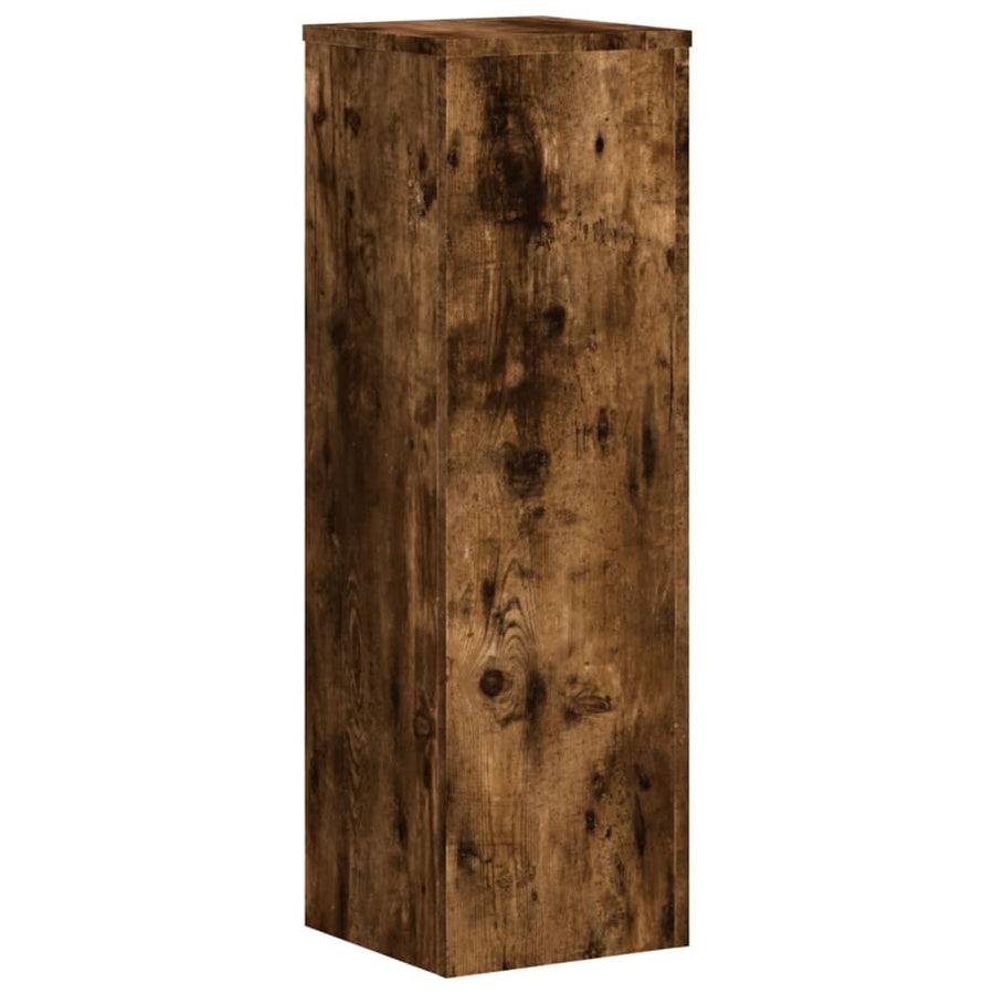 Plantenstandaards 2 st 25x25x80 cm bewerkt hout gerookt eiken